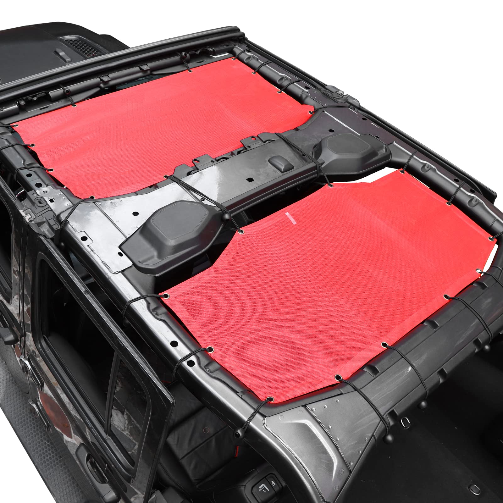 JeCar JLU Parasol de Malla Que Proporciona protección Solar UV, Accesorios Exteriores para Jeep Wrangler 2018-2021 JL Unlimited 4 Puertas Delantera y Trasera, Rojo