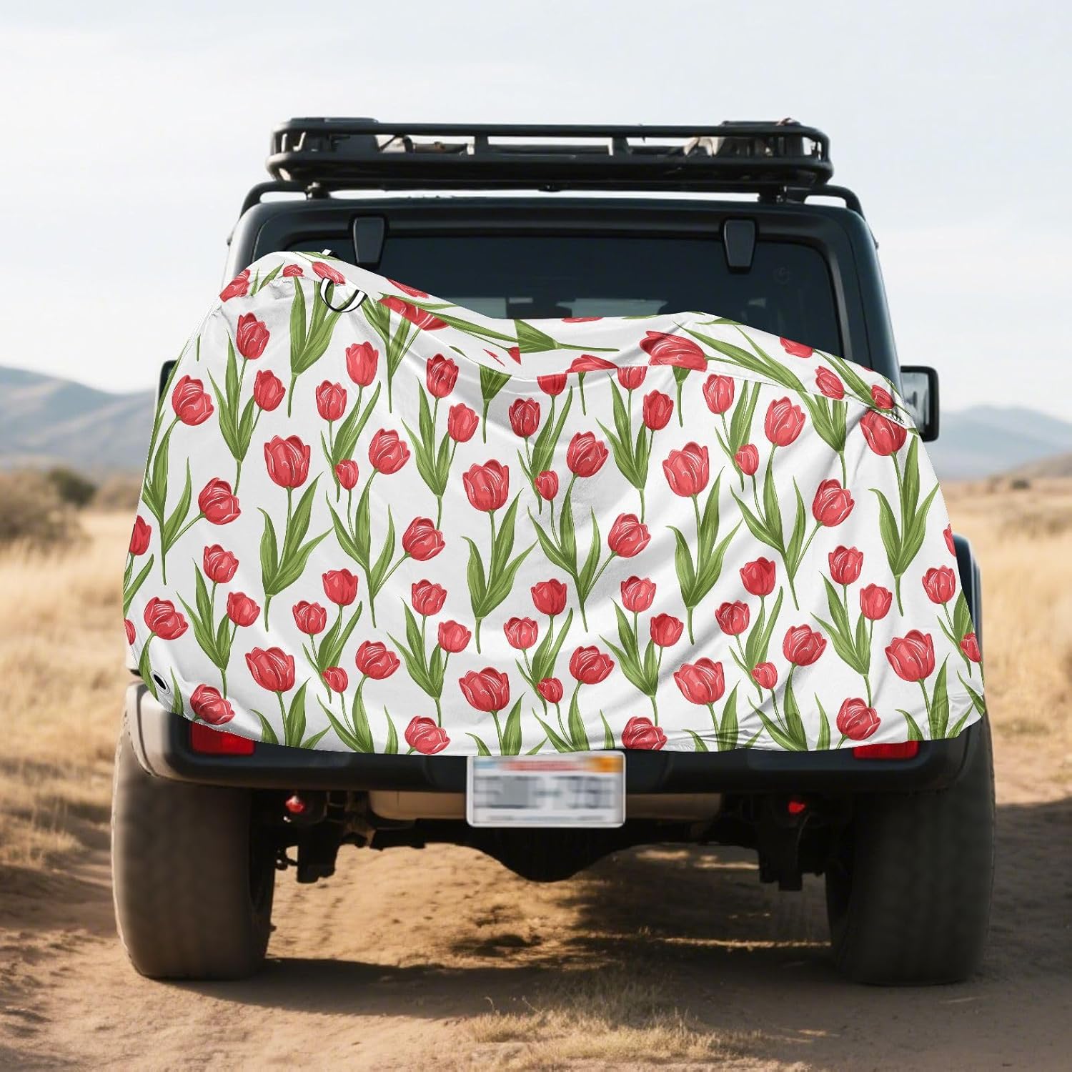 ALAZA Red Tulip Flower Floral Bike Cover Waterproof Outdoor Ebike Bicycle Covers Tarp Protection for 1/2 Bikes, Sun UV Dust Wind Proof