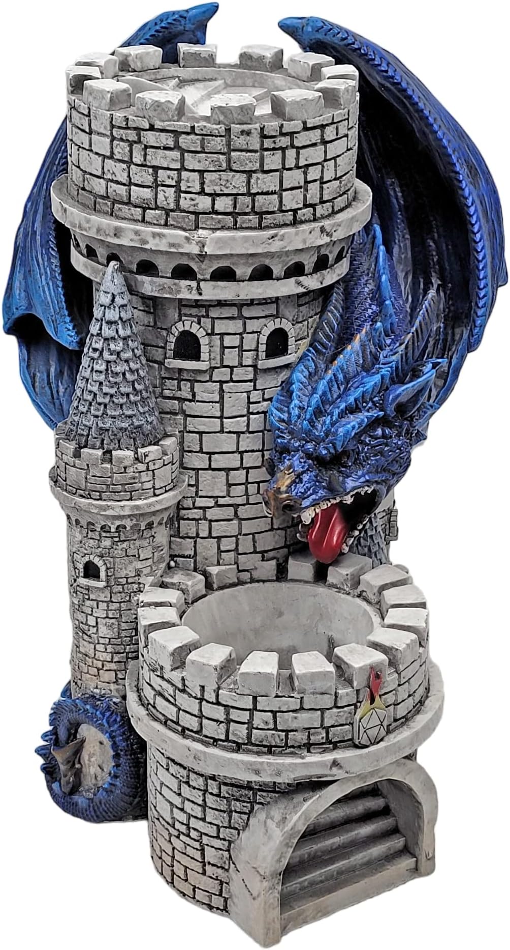 Forged Dice Co. Dragon’s Keep Dice Tower - Hand Painted Dice Rolling Tower Castle with LED Lights, Made from Heavy Duty Resin - Compatible with DND Accessories, D&D 5e, and Standard RPG Dice (Blue)