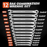Vista 2 de Combination Wrench Set Metric (CR-V) -12-Piece Wrench Set with Organizer 8-19mm Chrome Vanadium Steel