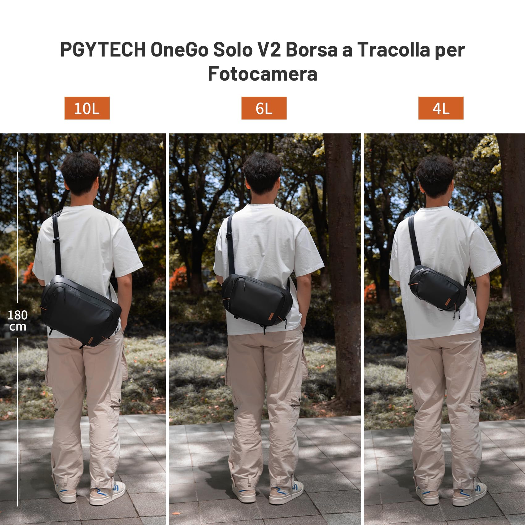 PGYTECH OneGo Solo V2 Borsa Fotografica Professionale Tracolla 6L, Zaino Fotografico Piccolo Impermeabile Compatibile con Fotocamera Reflex Canon, Sony, DJI Avata 2, DJI Mavic 3, iPad Pro 11'', Nero