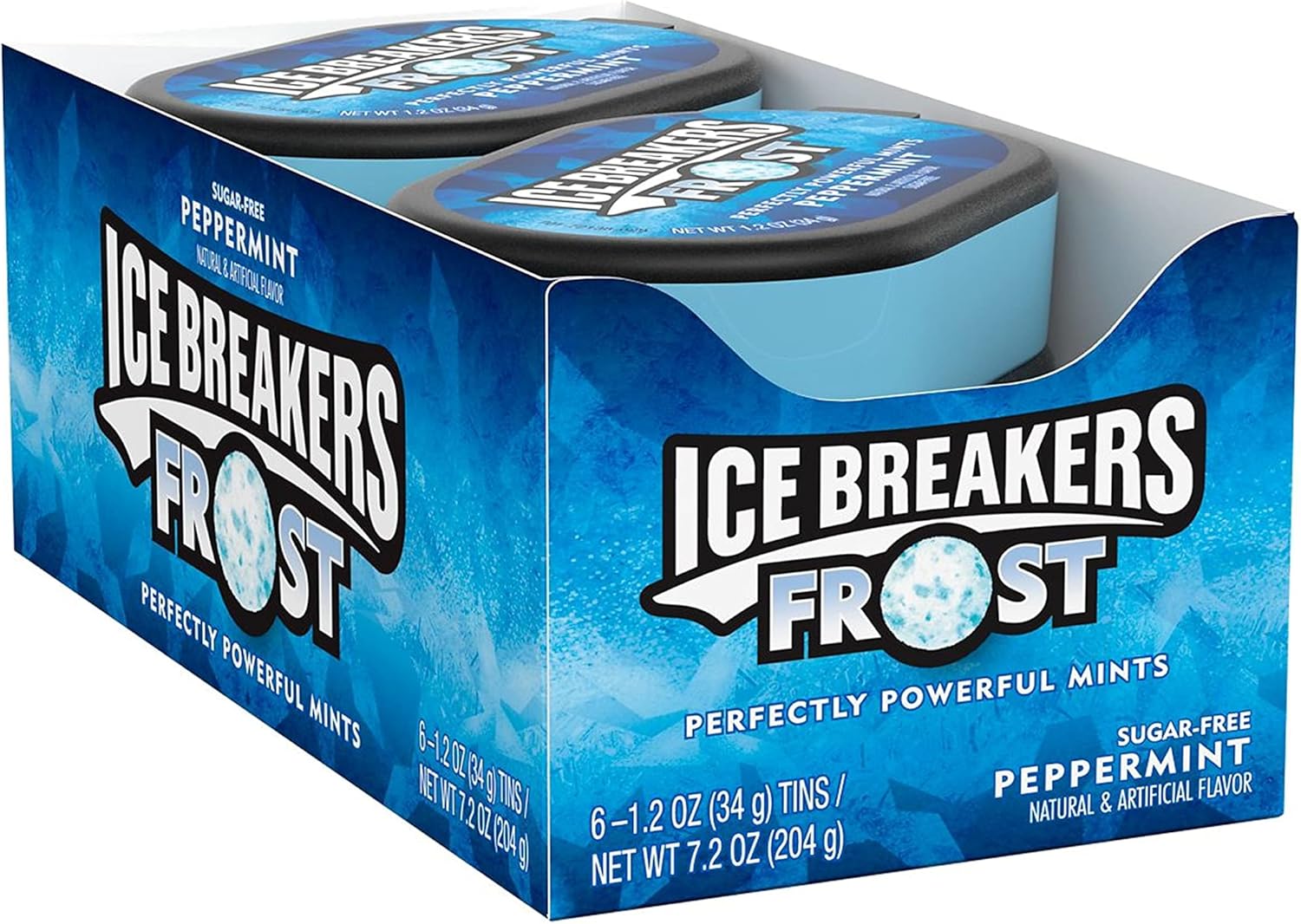 ICE BREAKERS Frost Mints (Peppermint, 1.2Ounce Containers, Pack of 6