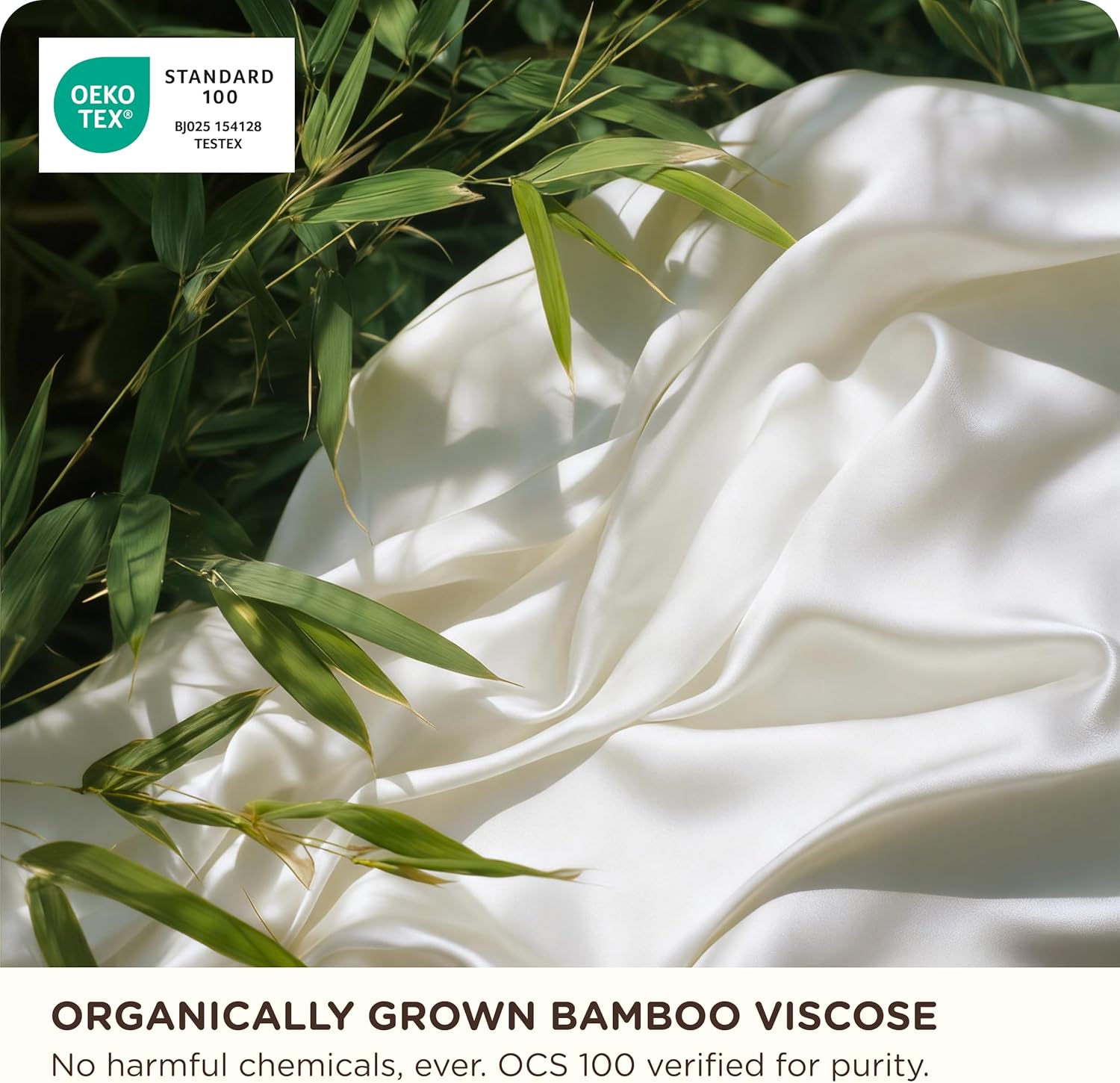 Bedsure 100% Organically Grown Bamboo Viscose Sheets - 18 Inches Deep Pocket Sheets with Elastic Corner, King Size Sheets Set, Ultra-Soft, Silky & Cooling Bedsheets, Oeko-Tex, 4 Pieces, Ivory - Image 2