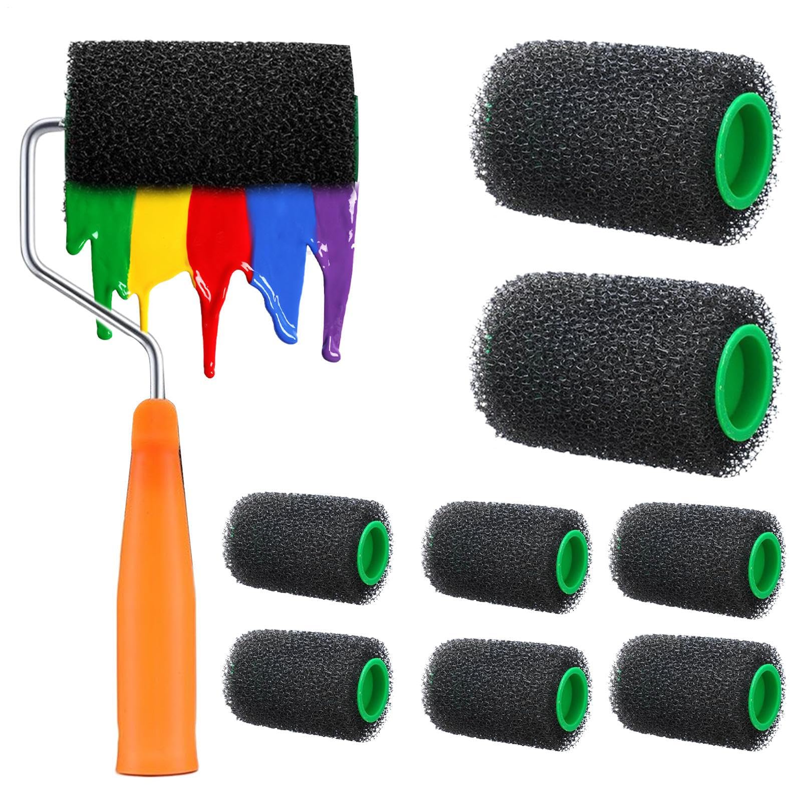 Juego de rodillos de pintura de 10 piezas con aplicadores manuales para paredes