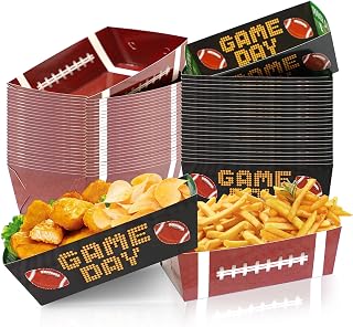 Football Party Supplies, 50PCS Party Favors Paper Snack Tray Disposable Serving Food Boats for Birthday Parties Superbowl Decorations