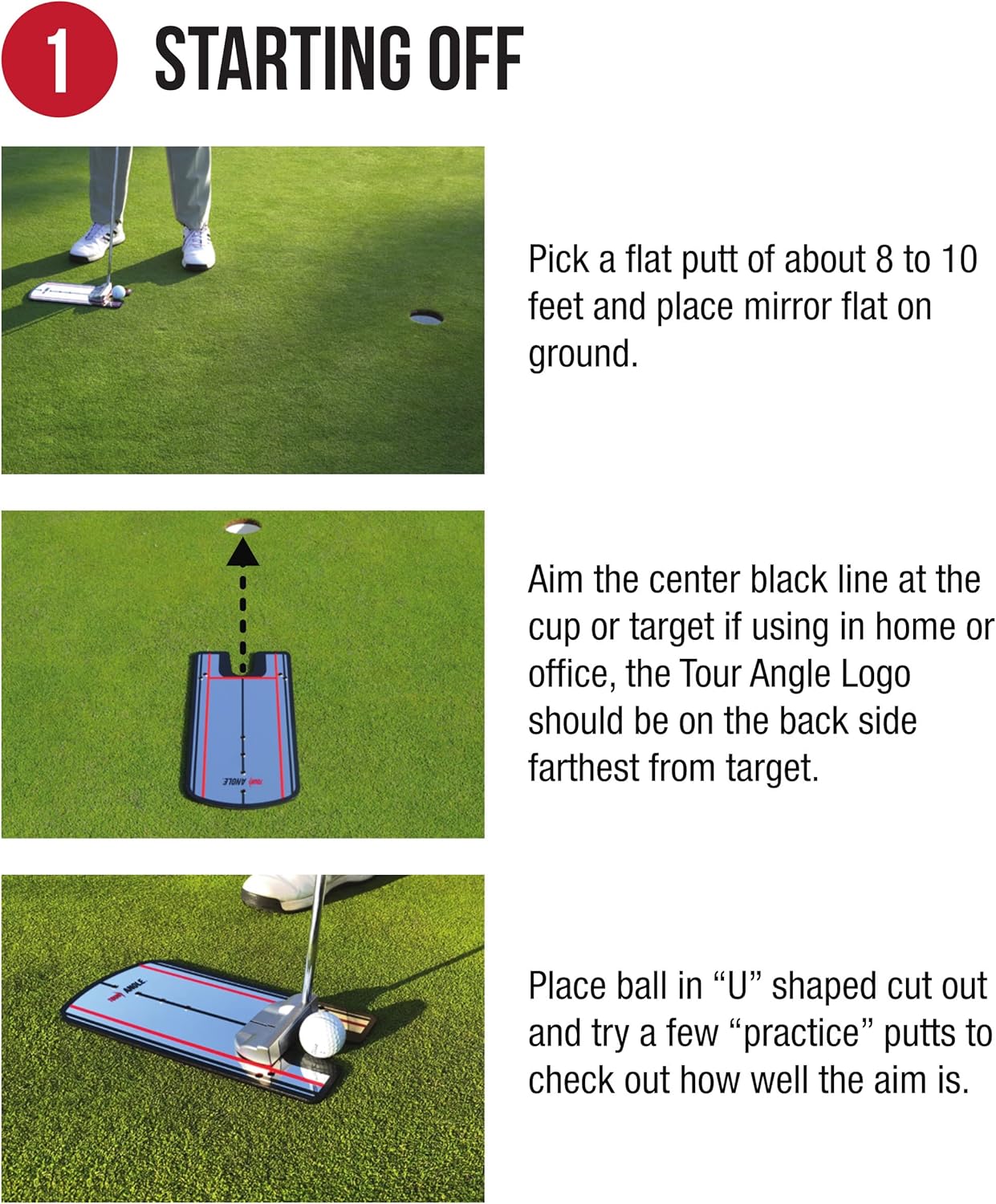 TourAngle | Putting Mirror for Proper Ball Alignment | Square Up Your Putter Face & Aim Correctly | Lower Scores with Instant Feedback | Right & Left Handers