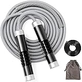 1LB Weighted Jump Ropes for fitness Women Men, Tangle-Free Ball Bearing Rapid Speed Skipping Jump Rope with Adjustable 9mm Cotton & PVC Cord, Aluminum Handles for MMA, Boxing, CrossFit, Weight-loss Workouts