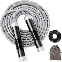 Mangodan 1LB Weighted Jump Rope for Men Women - Tangle-Free Ball Bearings, Adjustable 9mm Cotton PVC Cord, Aluminum Handles for MMA Boxing CrossFit Workouts