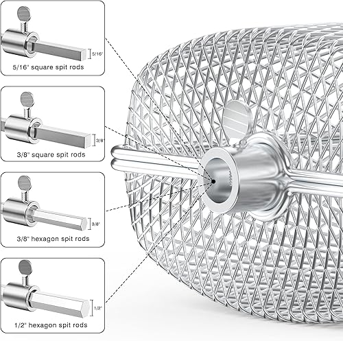 Miniatura 3 de Onlyfire - Cesta para parrilla de asador, paquete de 2 accesorios de asador de acero inoxidable para cualquier parrilla, se adapta a hexágono de 12
