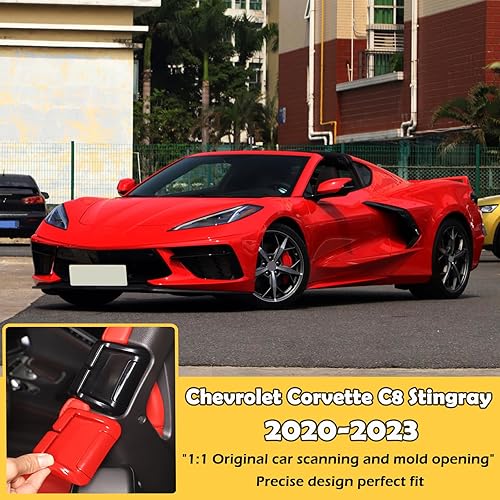 Miniatura 6 de Kit de cubierta decorativa de hebilla para cinturón de seguridad compatible con Chevrolet Corvette C8 2020-2023, accesorios de repuesto para hebilla