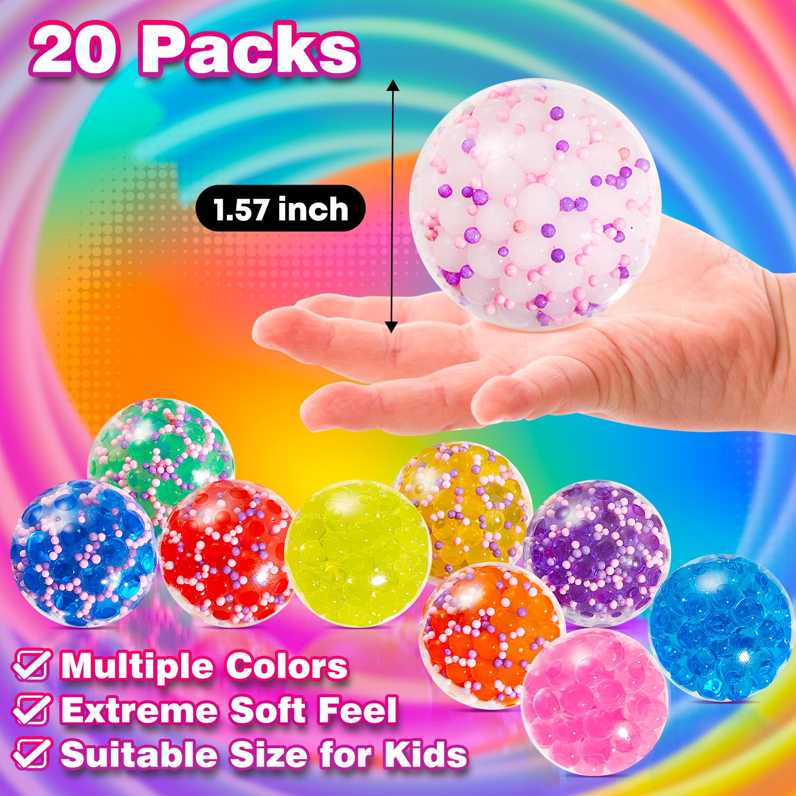 18 stuks stressballen, anti-stress speelgoedballen, antistressballen voor kinderen en volwassenen, gastgeschenken, kinderverjaardag, Kerstmis