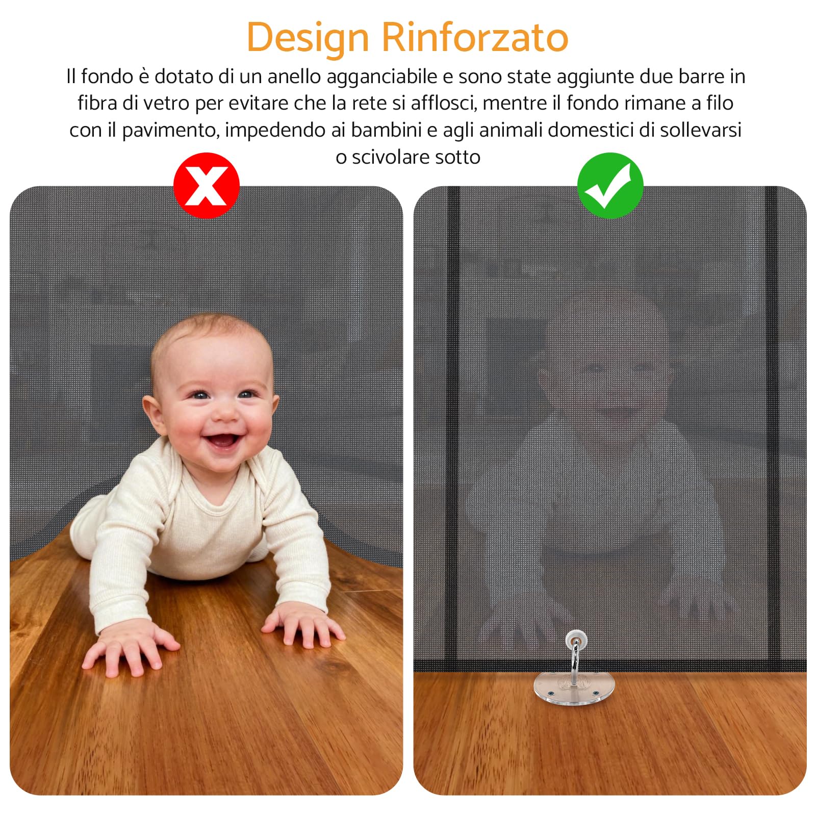 Cancelletto di Sicurezza Estensibile per Bambini e Animali Domestici 0-140cm, Barriera Retrattile con Rinforzo in Fibra di Vetro e Blocco a Pomello, per Scale, Interno ed Esterno, Nero