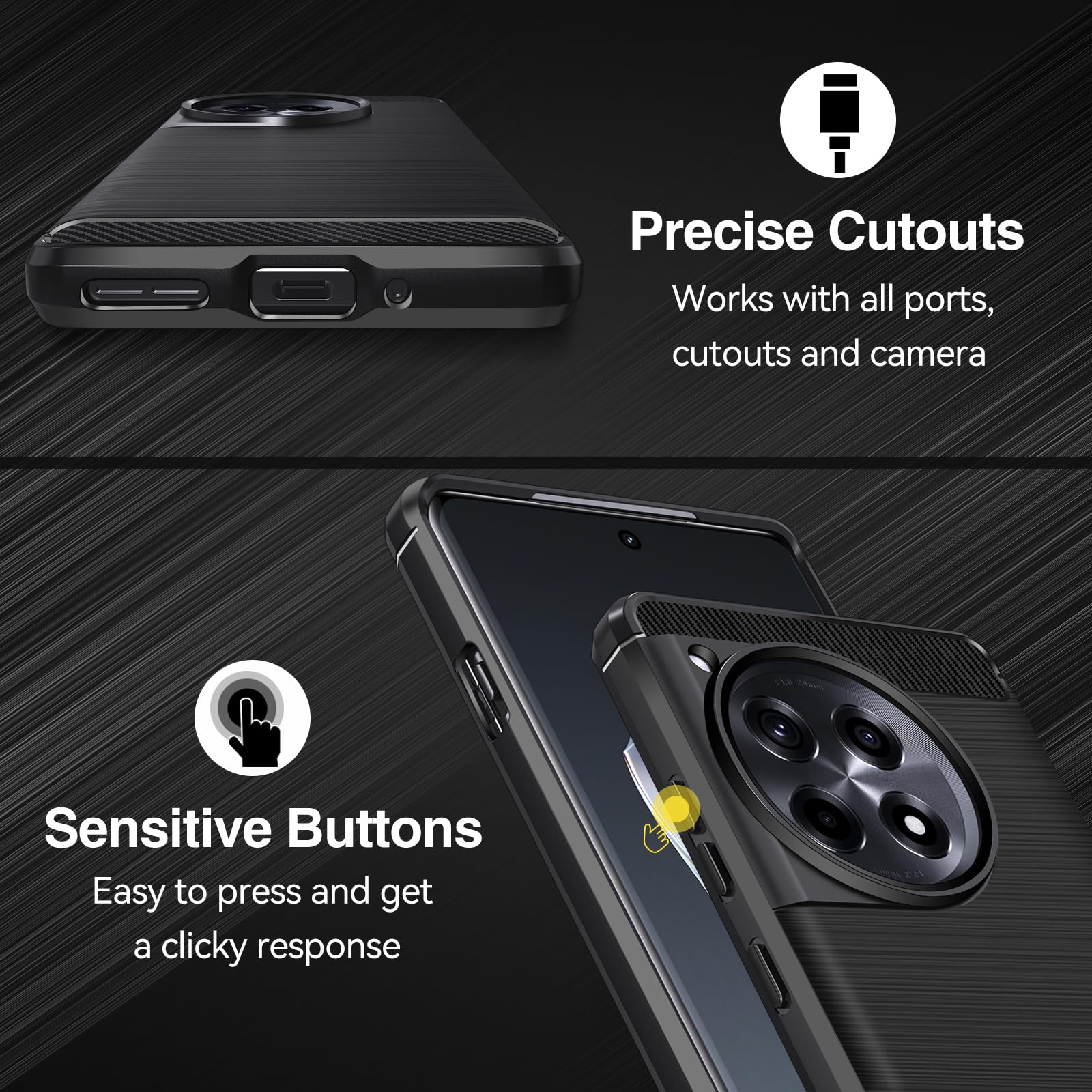 iVoler Cover in Silicone per Oneplus 13 con Protezione Della Fotocamera, Ultra Sottile Custodia in TPU Morbida Anti-Graffio Antiurto Protettiva Case, Nero
