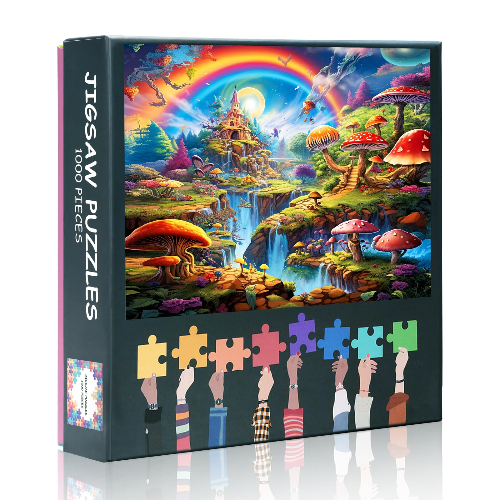 Jigsaw Puzzles 1000-Pieces - Whimsical Wonderland Watercolor Art Fantasy Creature Puzzle with Surreal Landscapes & Floating Islands - Dreamlike Adventure for Adults & Teens (Glowing Mushrooms)
