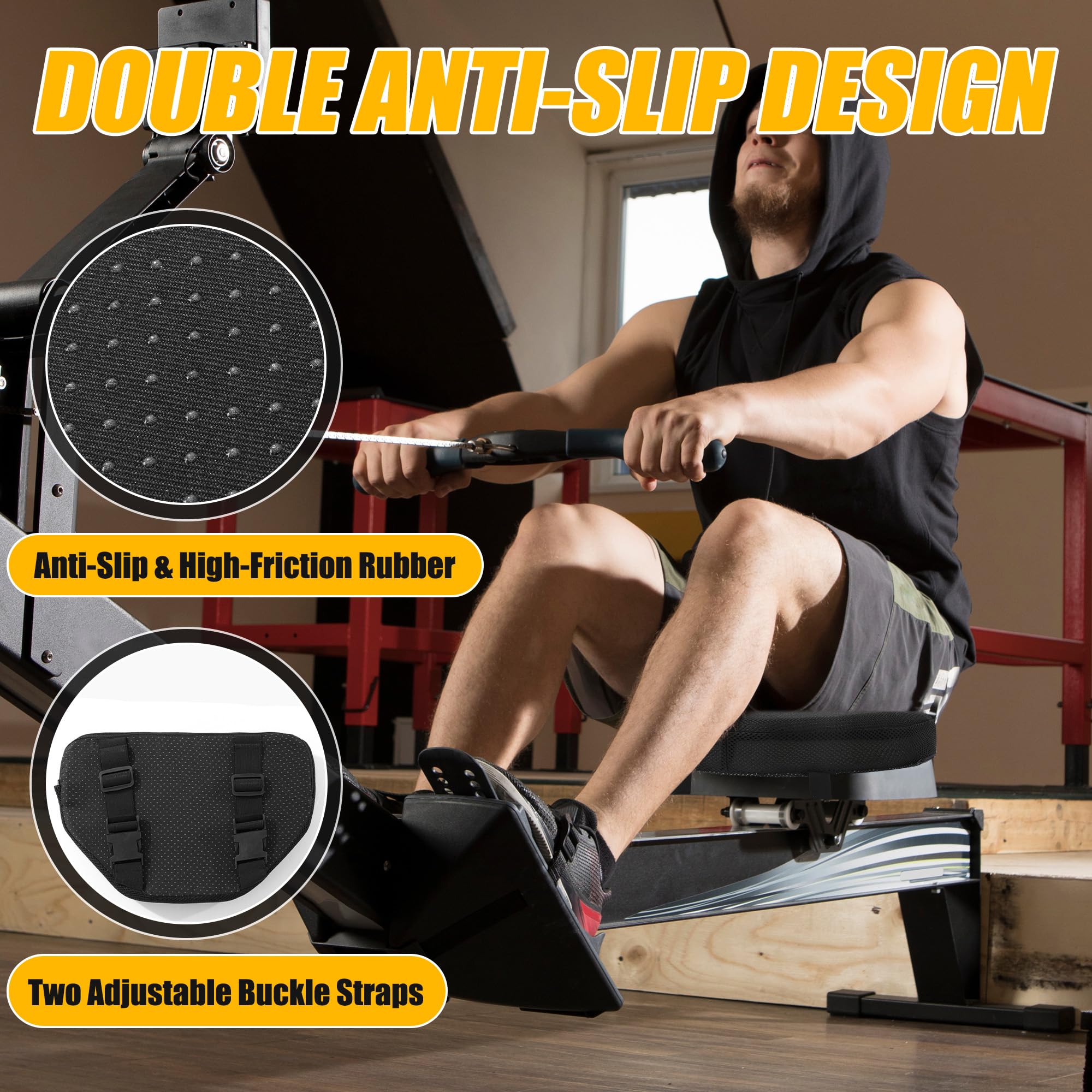 MABOZOO Exercise Bike Seat Cushion, Comfort Recumbent Bike Seat Cushion Stationary Pad with Washable Cover, Foam Rower Mat Pad for Rowing Machine, Bicycle