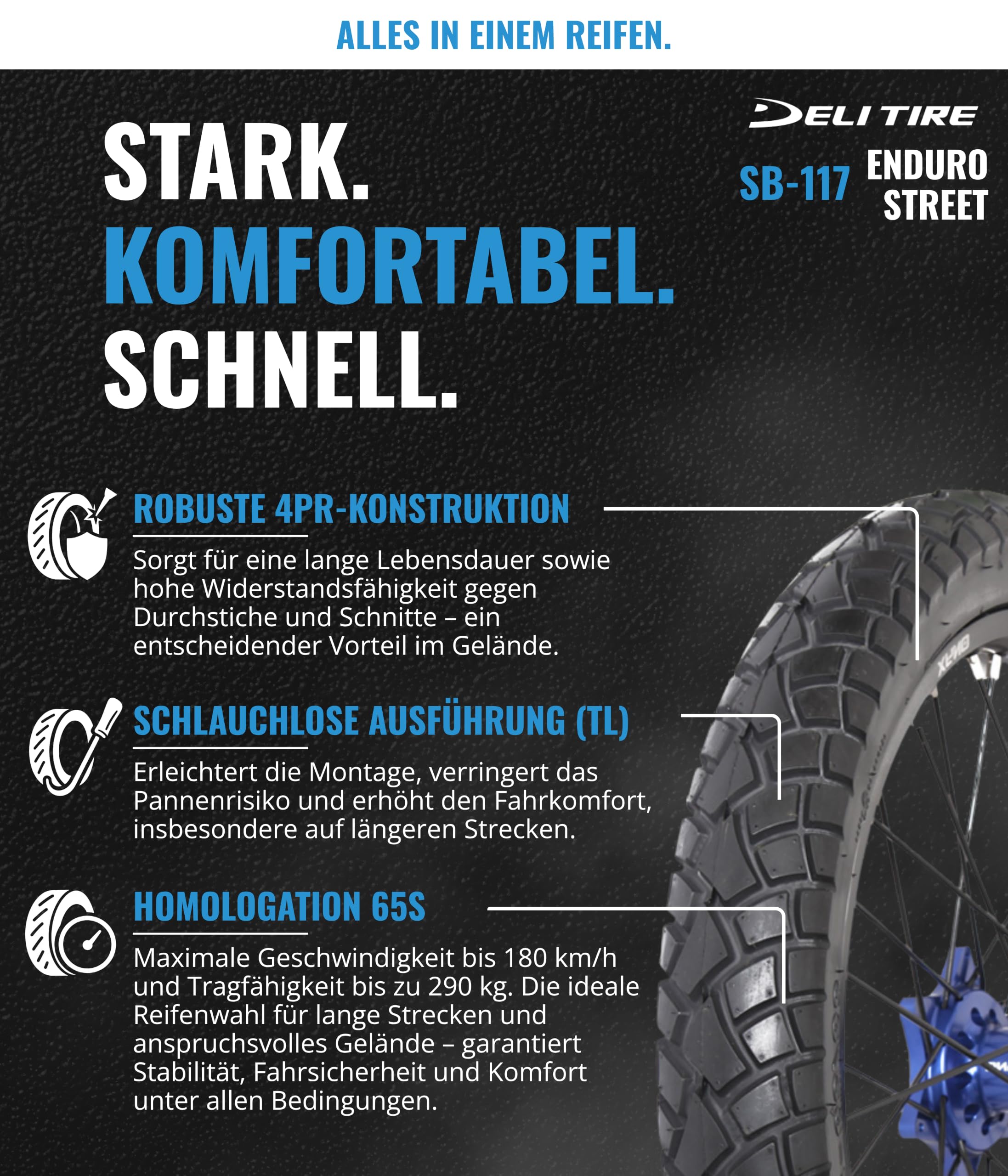 DELI REIFEN 117 STREET ENDURO 130/80-17 HINTEN SCHUNE