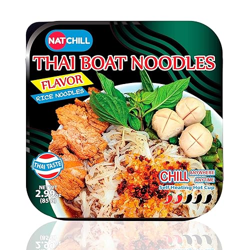 Natchill Thai Boat - Taza de cocción automática con sabor a fideos de arroz instantáneo, 5.98 onzas (paquete de 2)