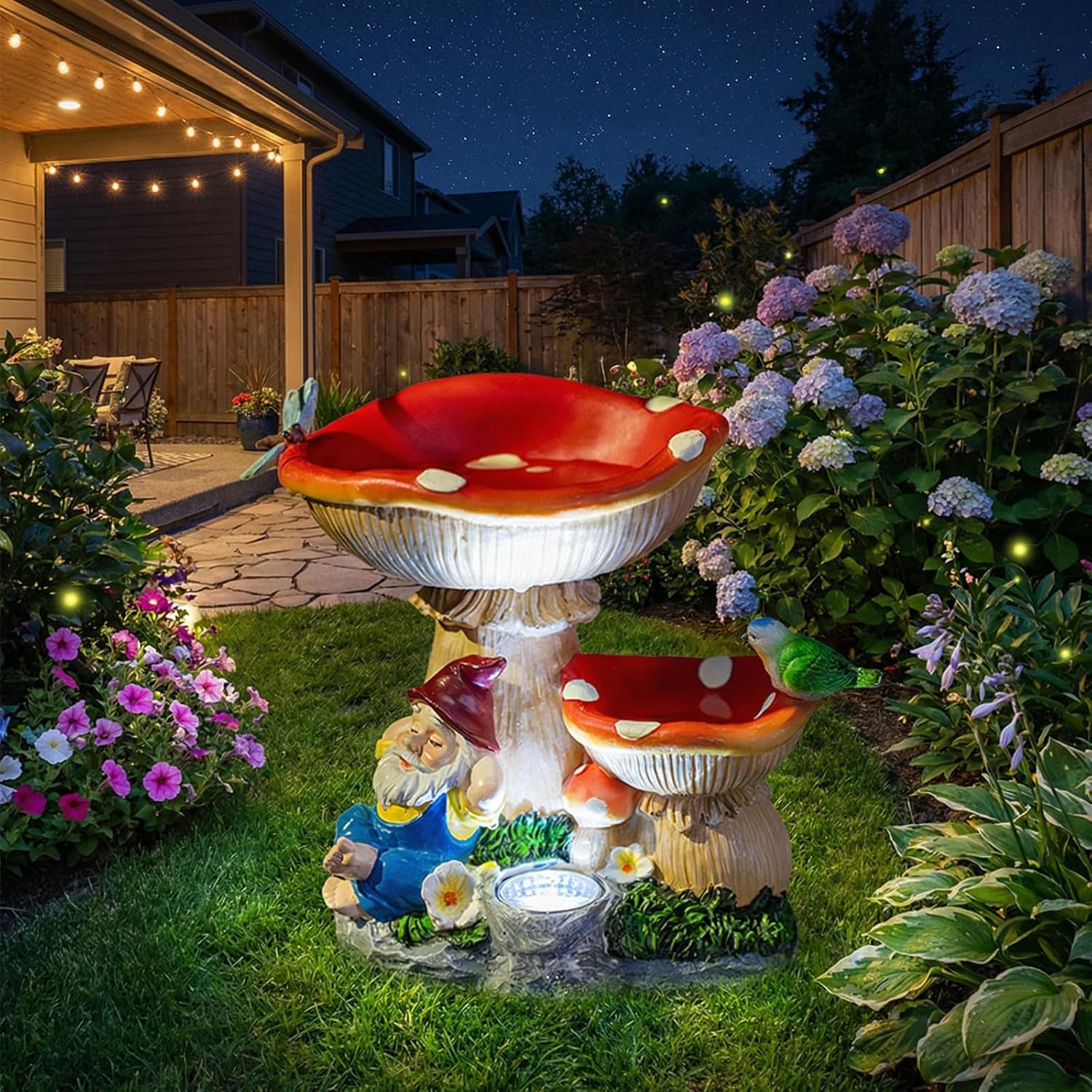 ZQQLITE Solar Gnome Statues Figurine Lights - Garden Lighting Outdoor Decorations, Gnome Sleeping Under Mushroom, Yard Art Lawn Ornaments for Porch Patio Balcony - Gnome Gifts for Women Mom