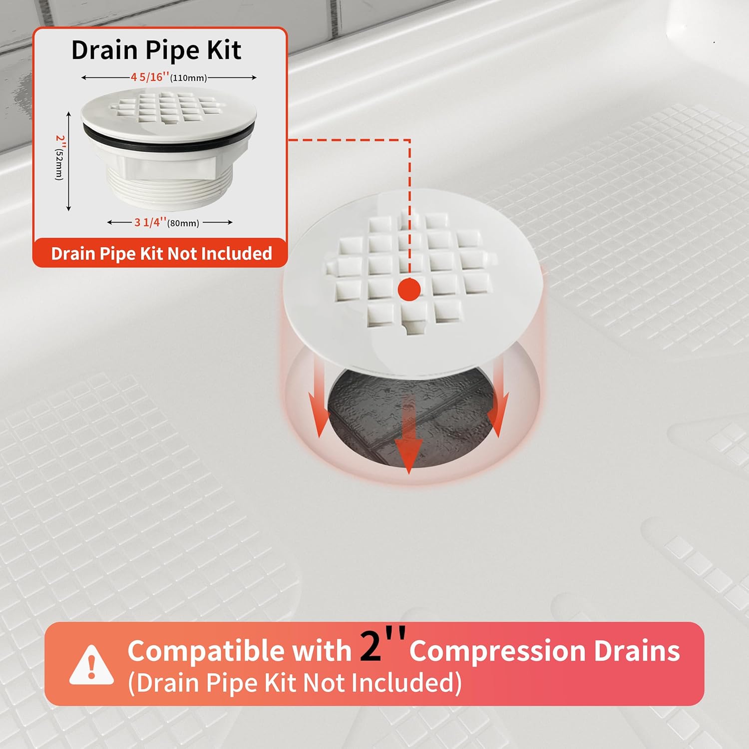CKB 60 in x 30 in Shower Pan with Right Drain, Single Threshold, Acrylic Fiberglass Alcove Shower Base, Slip-Resistant and Waterproof, White