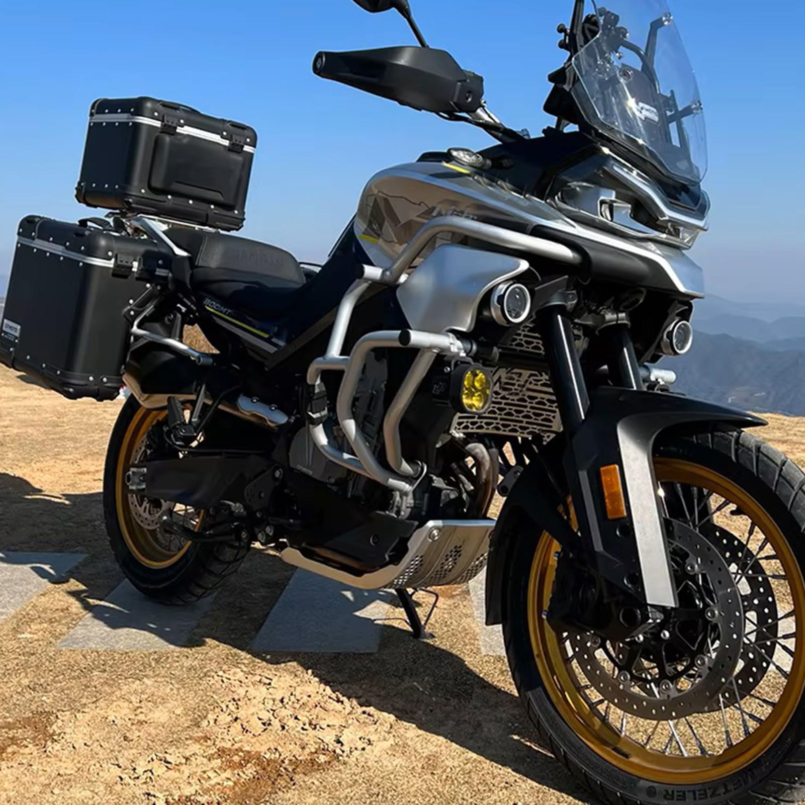 Motor-Highway-Heringe, Stahl-Motor-Sturzbügelschutz, Stoßstange, silberfarben, passend für CFMOTO CF Moto 800MT 800 MT Zubehör 2021 2022 2023 2024 (Silber)