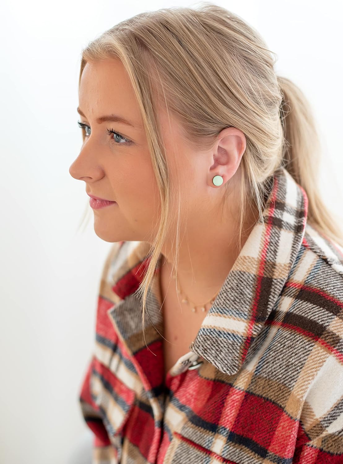 Stud Earrings Set, Neutral Earth Tones, 10 mm, Round Studs for Women Girls Men, Handmade, Stainless Steel Posts for Sensitive Ears, Lightweight Color Dot earrings by Candi Cove Designs - Image 6