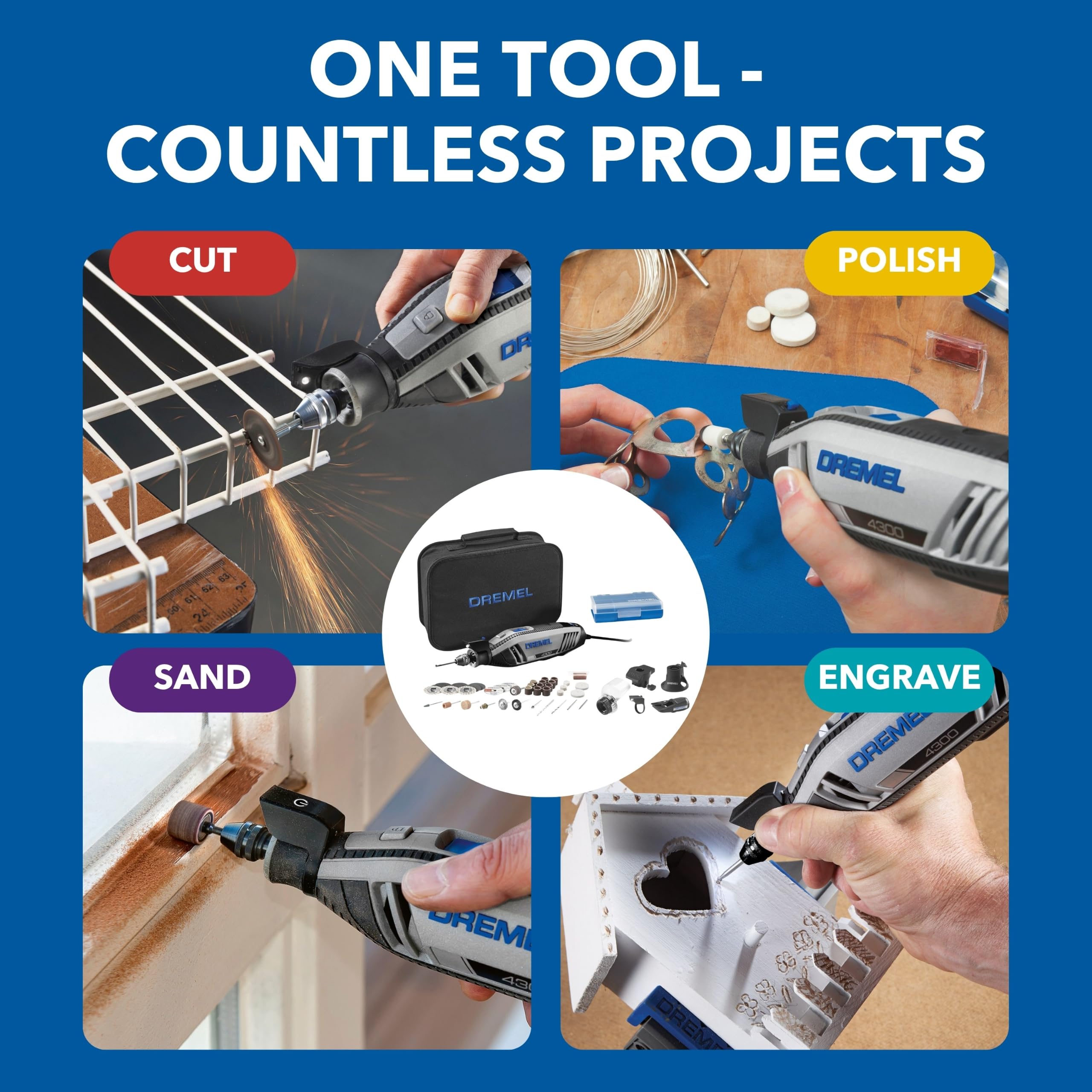 Dremel 4300-540 Rotary Tool Kit with LED Light - 5 Attachments & 40 Accessories - Ideal for Grinding Cutting Wood Carving Sanding and Engraving product thumbnail 3