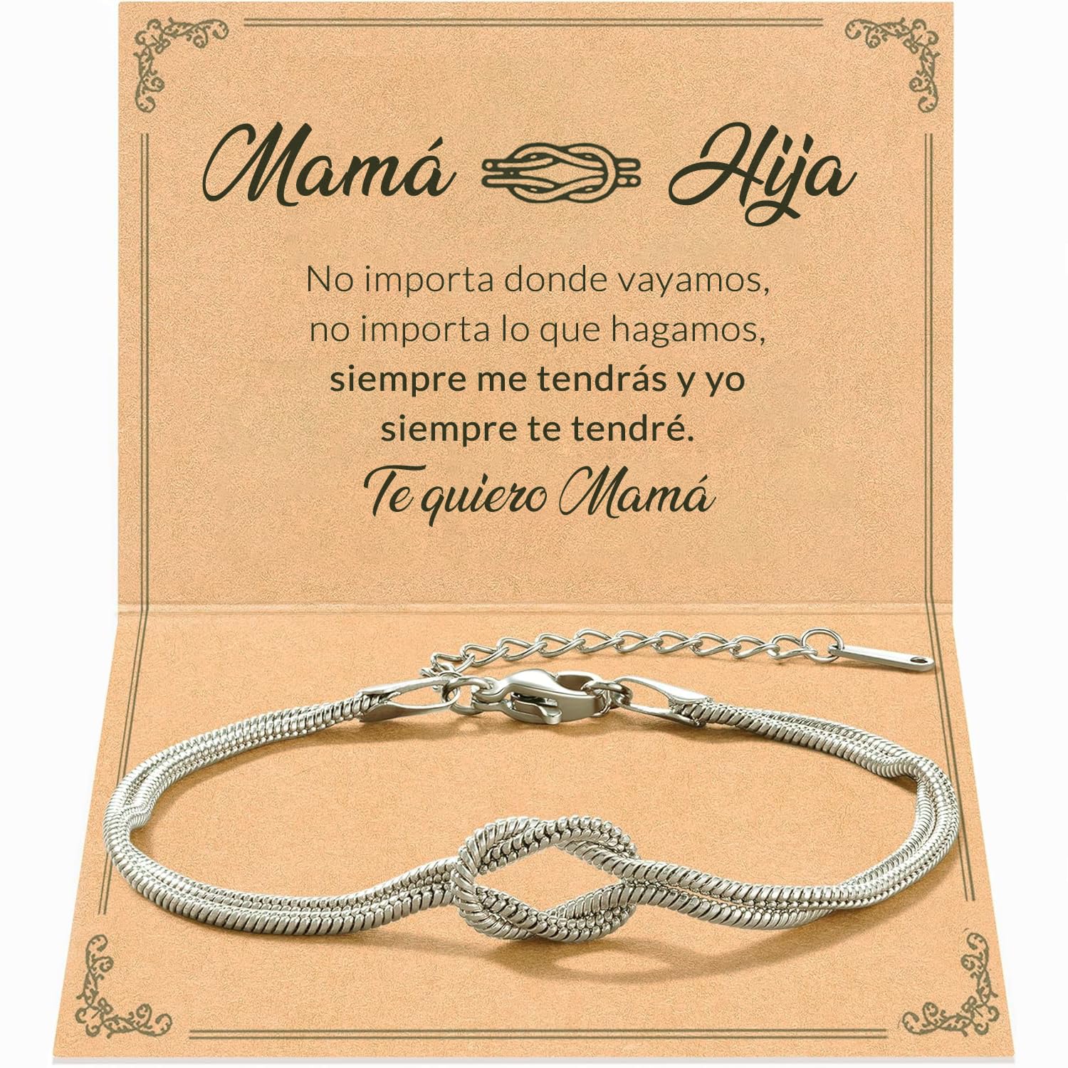 Pulsera Mamá de Acero Inoxidable con Tarjeta Dedicatoria para Dia de la Madre, Caja Lista para Entregar, Ideas de Regalos Para Madres, Elegante, Emotivo