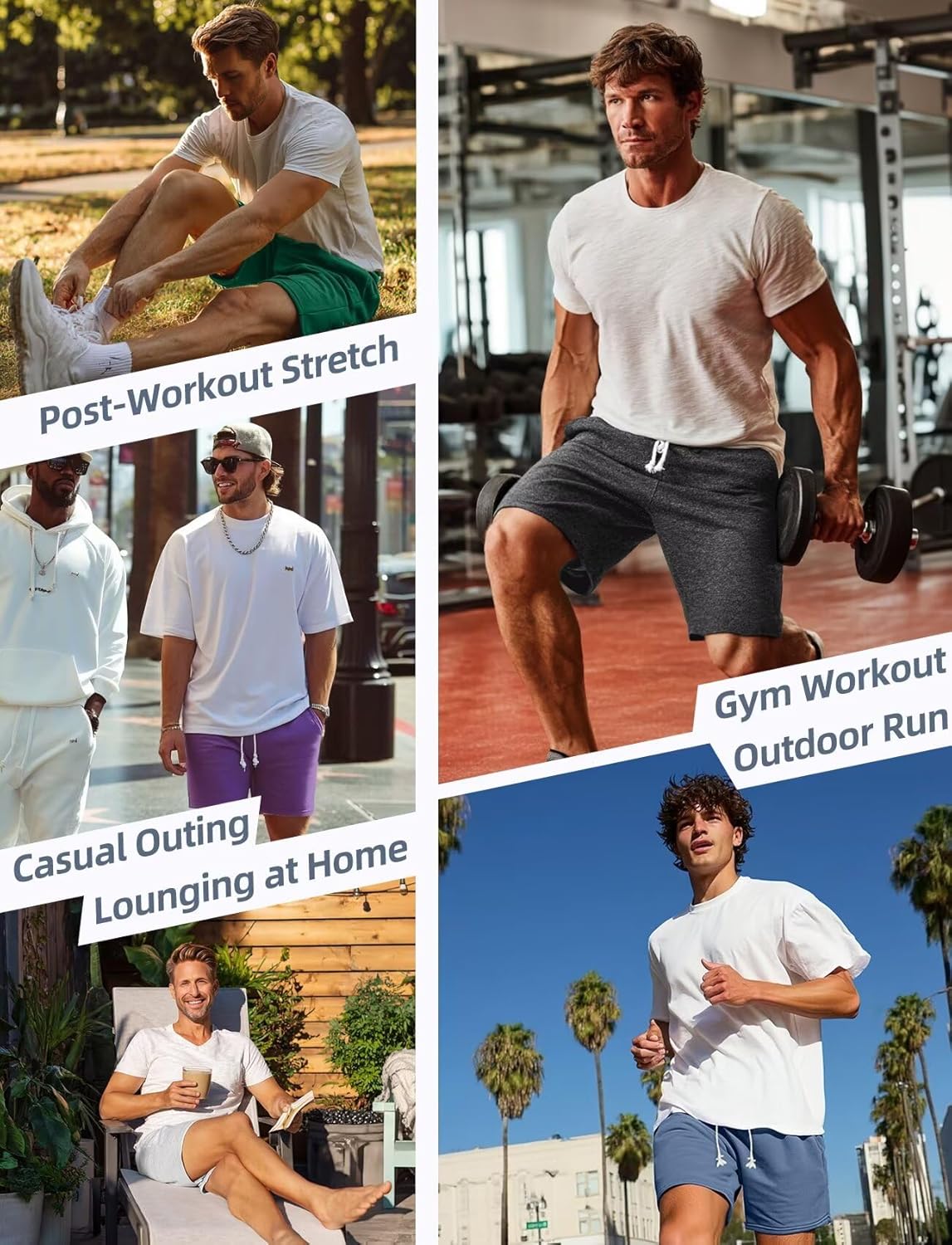 Zengjo Mens Sweat Shorts with Pockets, Cotton Knit Lounge Jogger Athletic Short Pants 9" Inch Inseam Drawstring Elastic Waist - Image 7