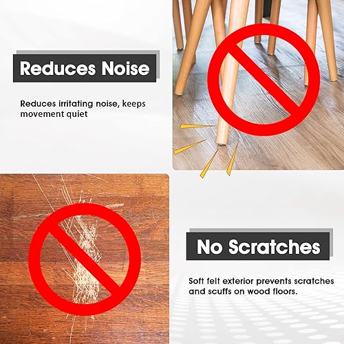 Miniatura 6 de LITIAN Paquete de 4 pelotas de tenis precortadas para caminantes, pelotas antideslizantes resistentes con almohadillas de fieltro para caminantes y