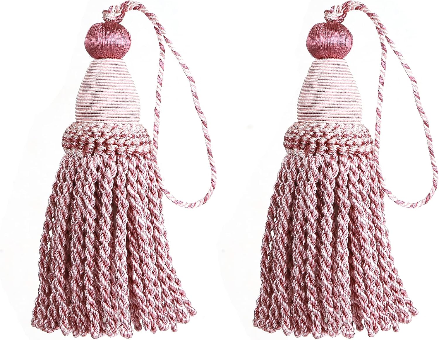2 Pack Braided Tassel 24cm/9 Inch Key With Loops, Handmade Twisted Craft, DIY Accessories for Home Decoration