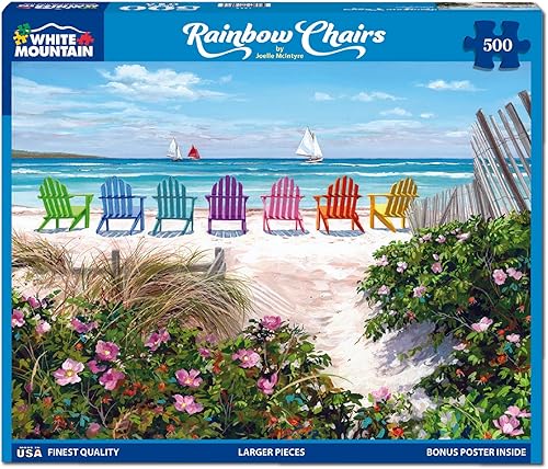Miniatura 2 de White Mountain Rompecabezas de 500 piezas con diseño de arcoíris para abuelos y familia adultos