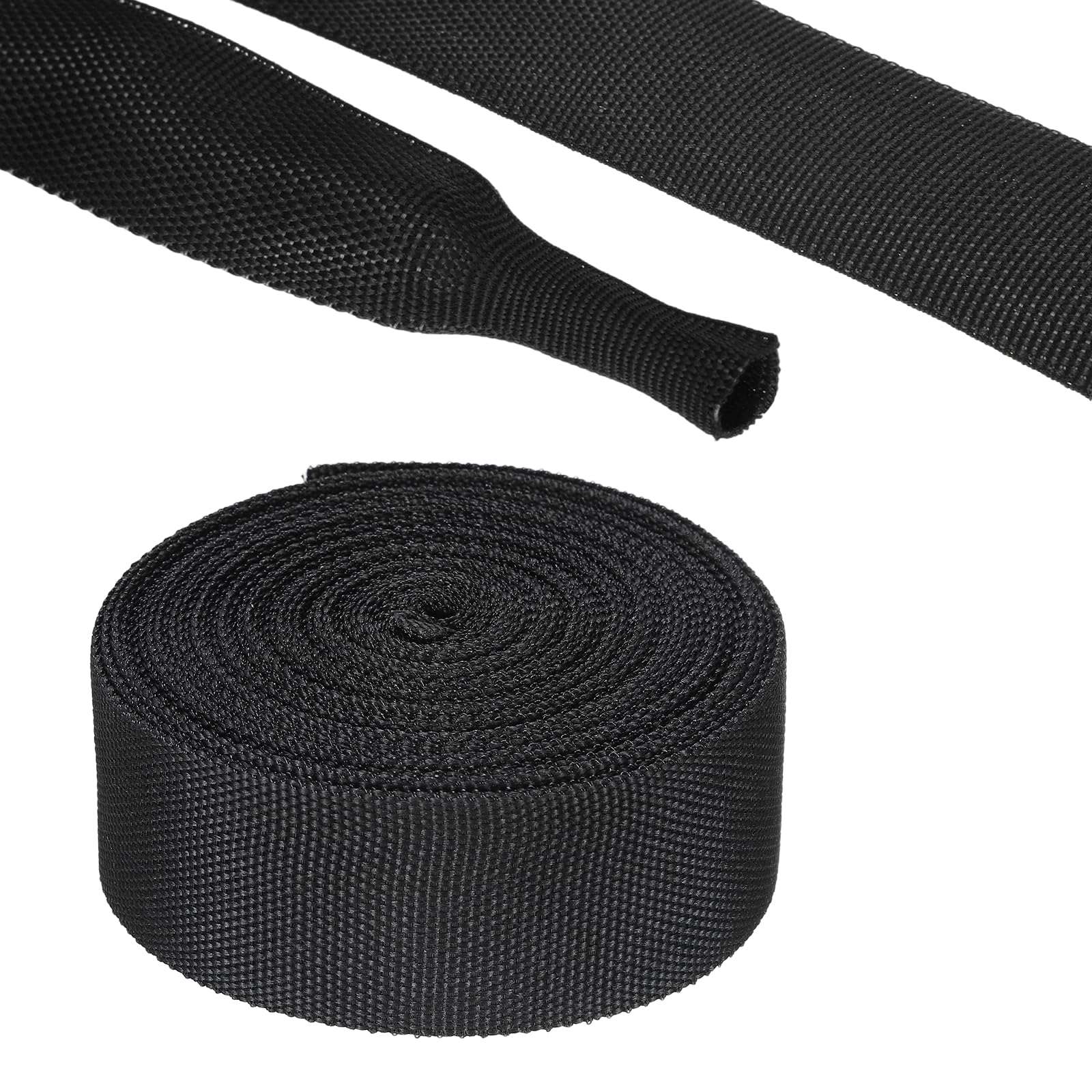 DMiotech Gaine tressée thermorétractable, rapport 2:1, 25 mm ID-9 m, noir | Manchons de protection en tissu tressé thermorétractable pour protection automobile et gestion des câbles