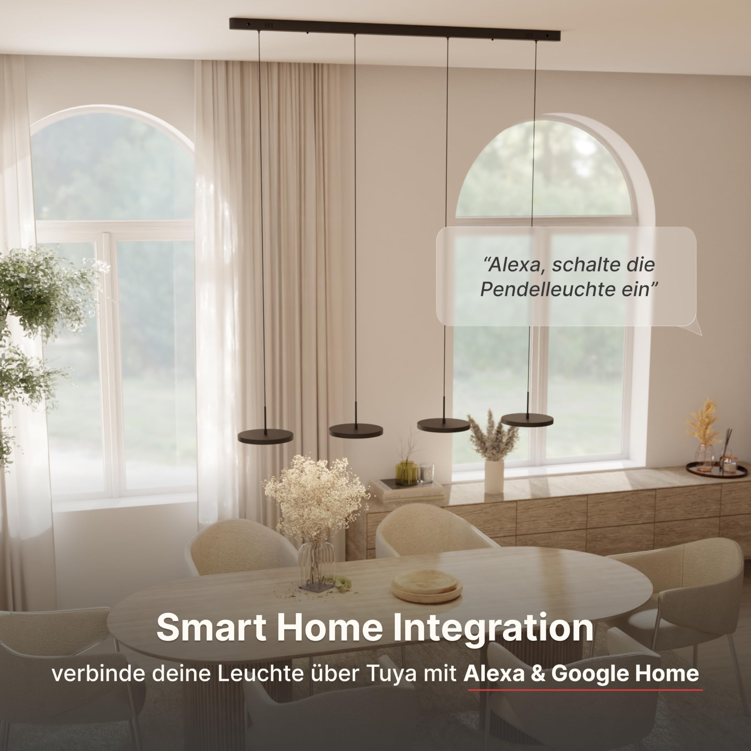 Dimmbare Pendelleuchte 'Evanos', LED Deckenleuchte, moderne Hängelampe Esstisch Wohnzimmer Smart Home Alexa Google Home Tuya