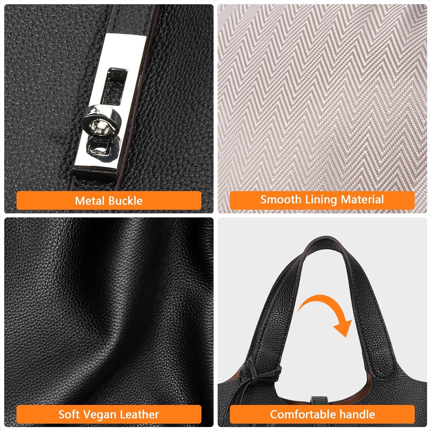 Tote Bag for Women Vegan Leather Bucket Purse for Women Top Handle Handbag Shoulder Bag with Detachable Small Purse - Image 6