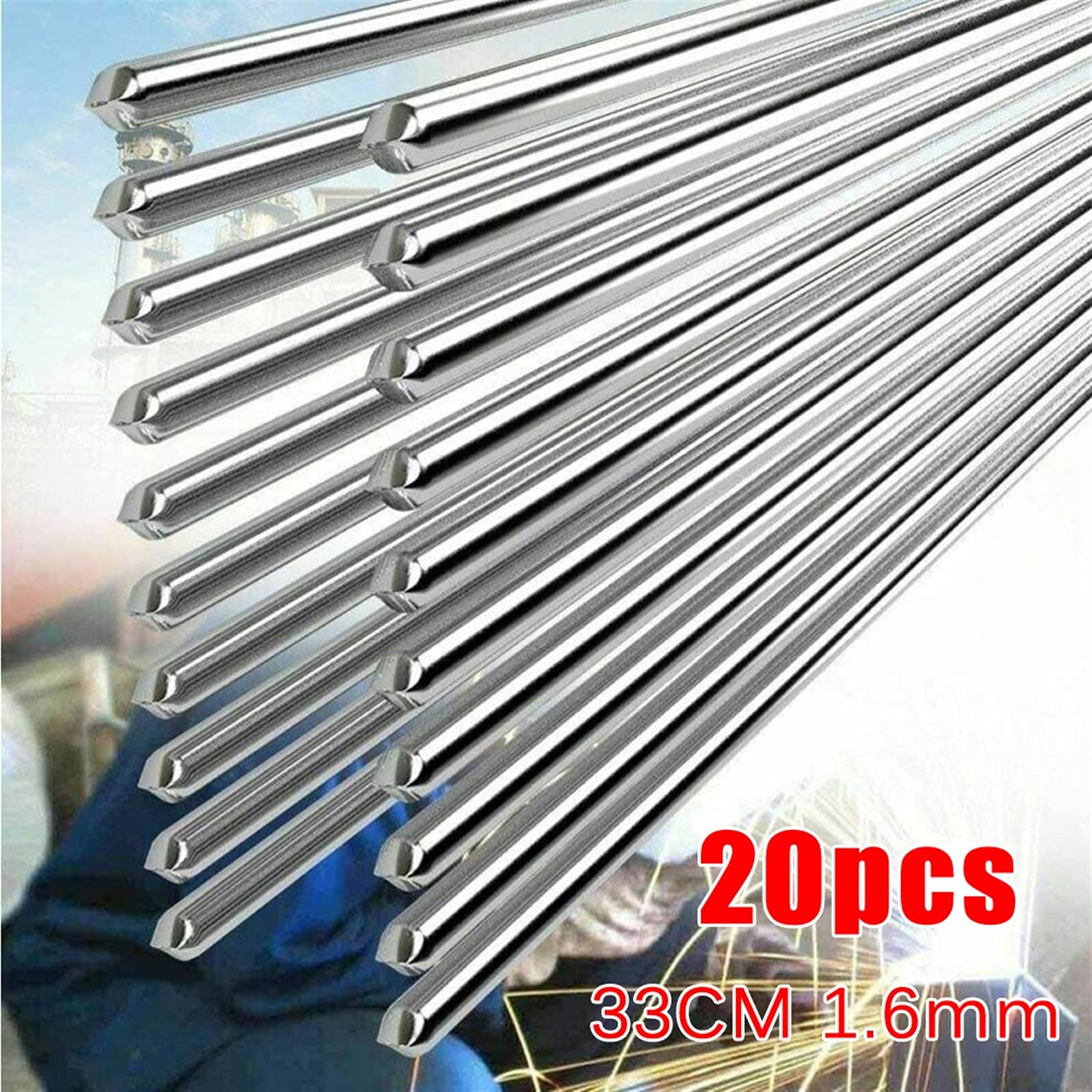 Varillas de soldadura de acero dulce 20 varillas de soldadura de aluminio de baja temperatura, fáciles de fundir, con núcleo de alambre de 1,6 mm, sin necesidad de polvo de soldadura.