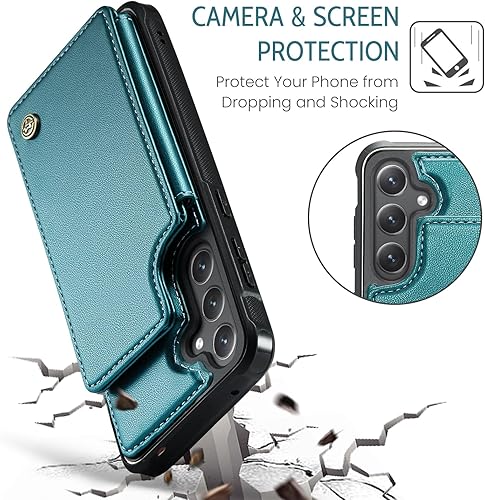 Miniatura 8 de Kowauri Funda de piel sintética tipo cartera para Samsung Galaxy S23 FE, para mujeres y hombres, con ranura para tarjetero con bloqueo RFID, cierre