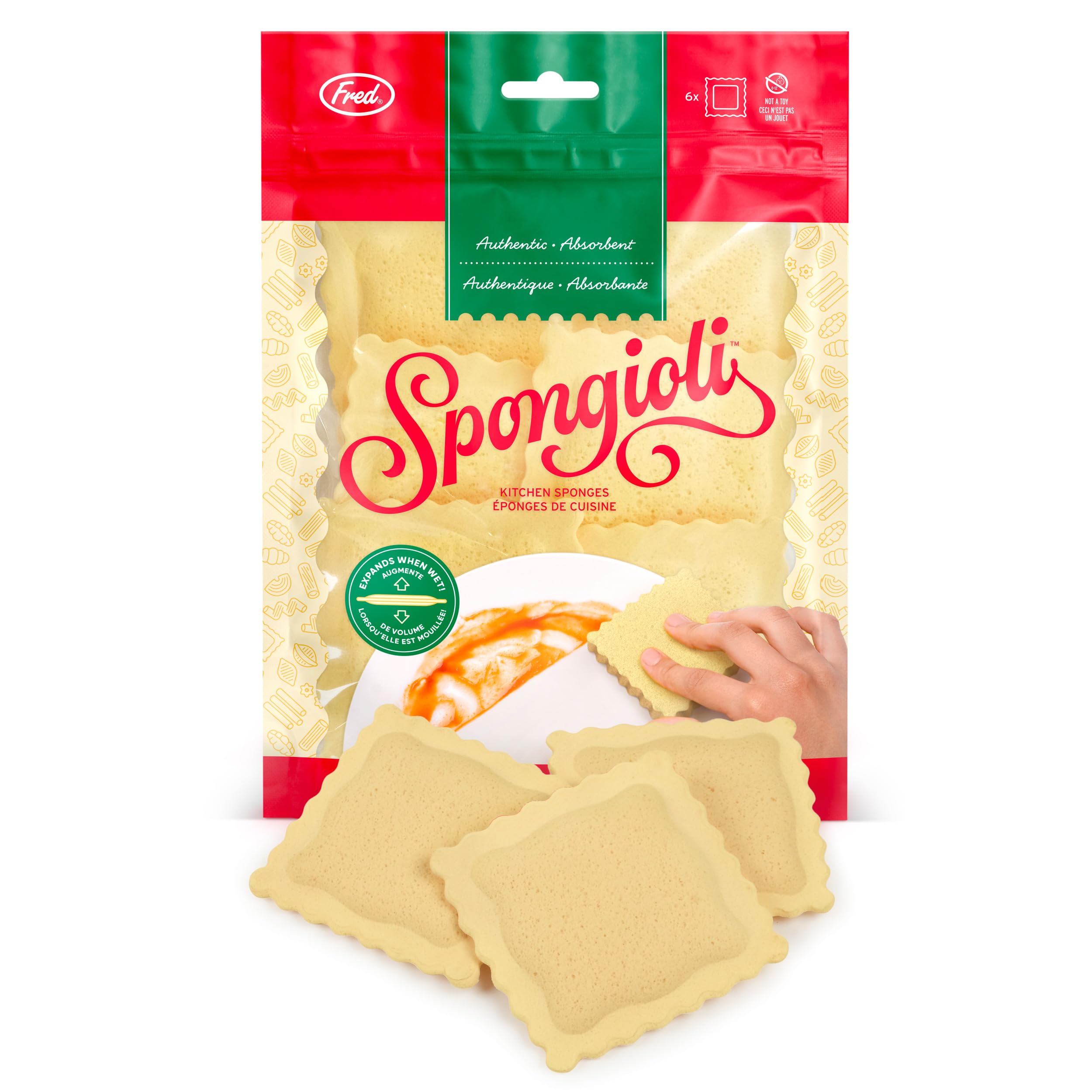Genuine Fred SPONGIOLI, Compressed Kitchen Sponges, Set of 6
