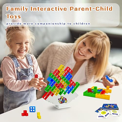 Miniatura 4 de Juego de 48 piezas de Torre Tetra con disco de castigo, juegos de mesa de ataque apilable, juguete apilable de equilibrio de 2 jugadores, juegos