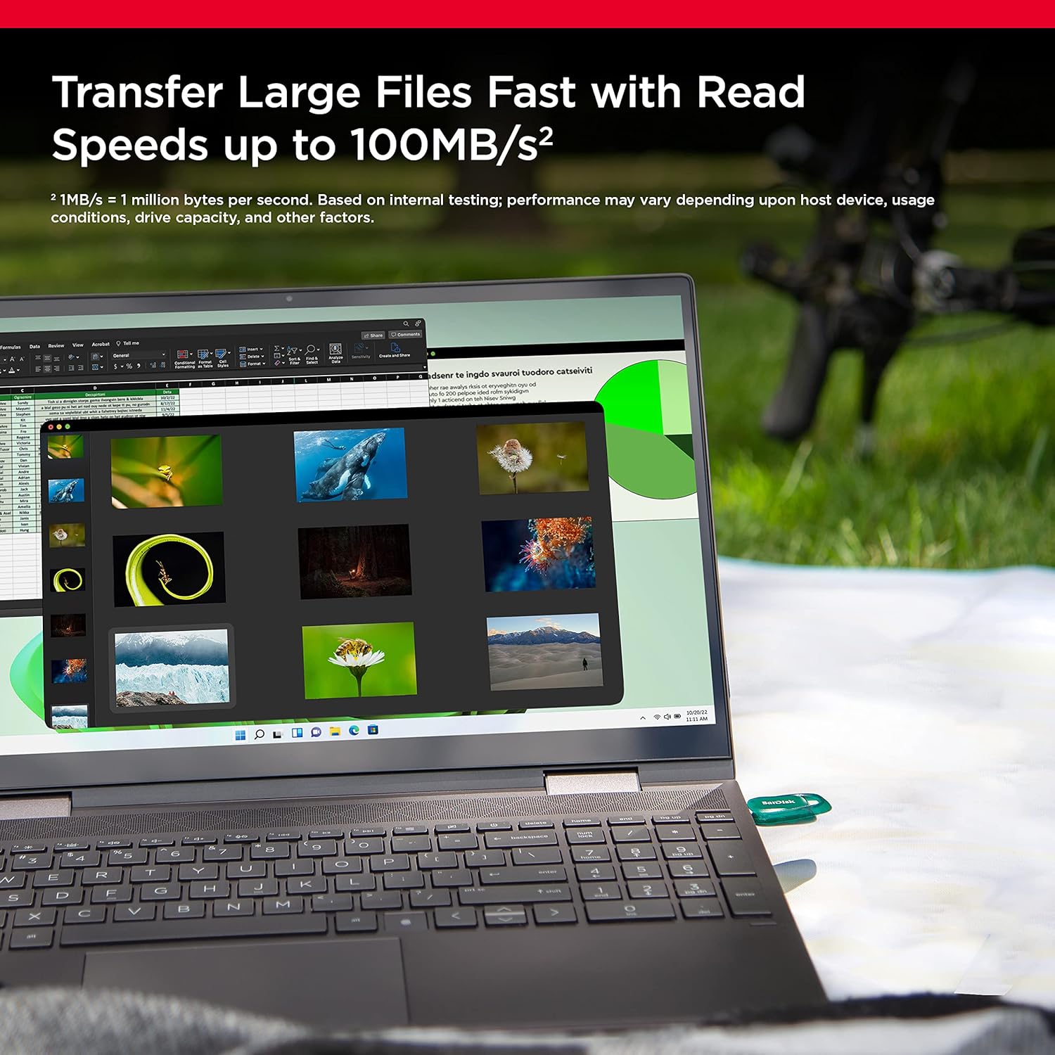 SanDisk Ultra Eco USB Flash Drive connected to a laptop