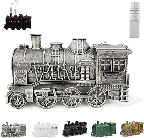 Humidificador de tren, difusor de tren de Navidad, difusor de aceite de tren, luz nocturna LED de 4 colores con control remoto, apagado automático,