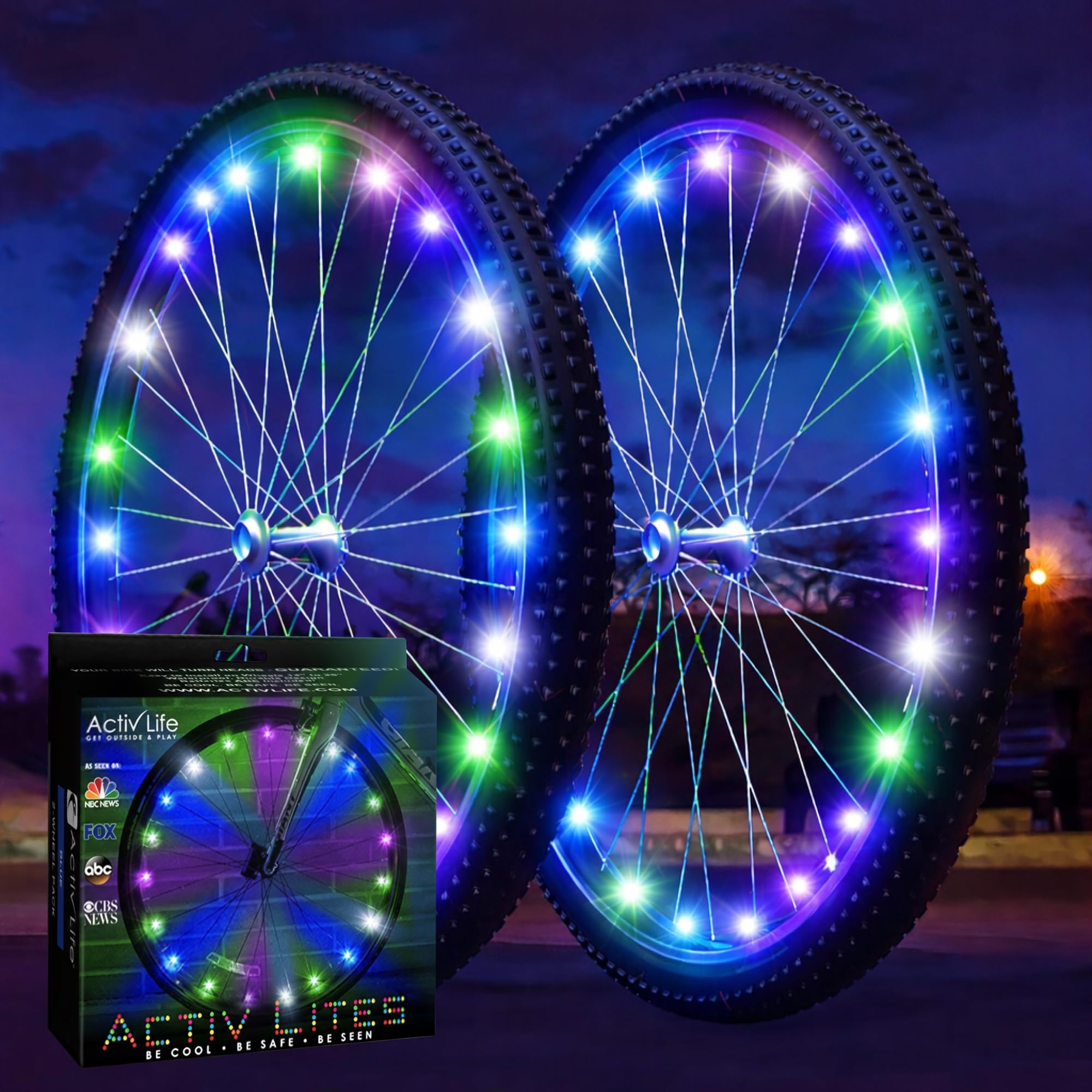 activ life 2-tire pack led bike wheel lights with batteries included, get 100% brighter and visible from all angles for ultimate safety and style (pastel)