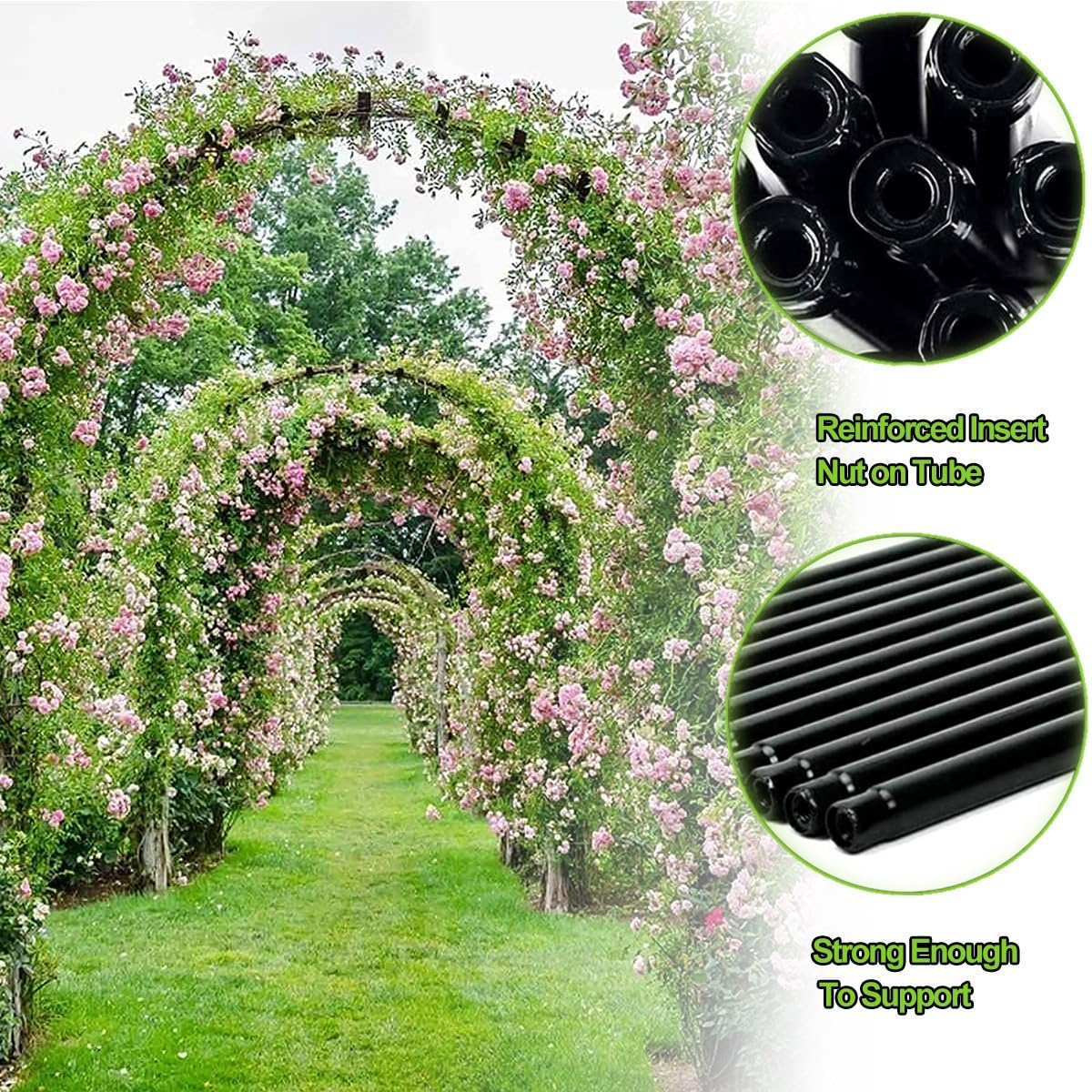 Relaxdays rozenboog metaal, 240 cm hoog, voor klimplanten en rozen, vrijstaand, weervast, zwart