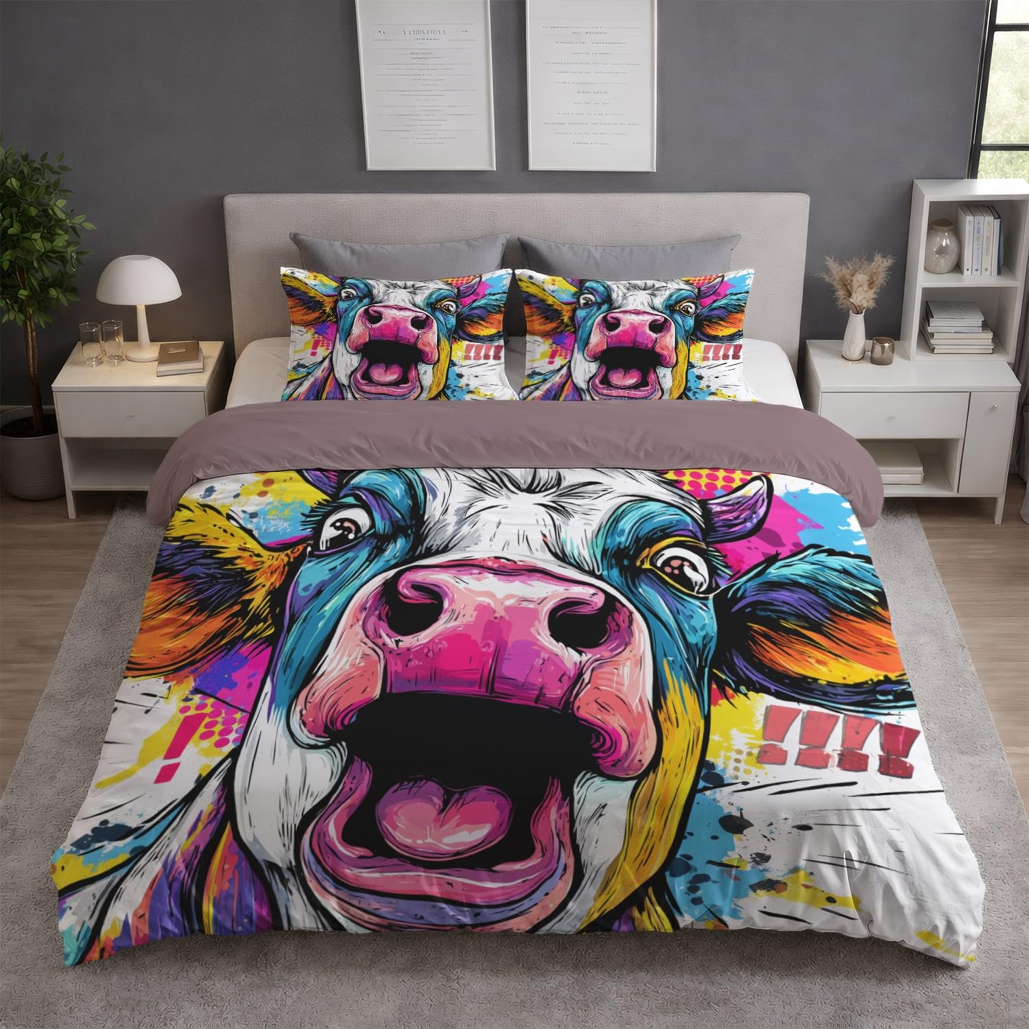 Zestaw pościeli Cartoon King 229 x 221 cm, miękki zestaw pościeli ze szczotkowanej mikrofibry poszewka na kołdrę z poszewkami na poduszki, nie wymaga prasowania zestawy pościeli z zapięciem na zamek