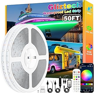 Boat Lights Led Waterproof 50FT, 12V RGB Marine LED Strip Exterior, IP67 Pontoon Boat Lights Interior with App for Pontoon, Bass, Deck, RV, Fishing Kayak