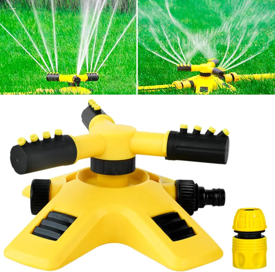 Aspersor Irrigação Jardim Giratório Rotativo 360° para Irrigação, Alcance 8-10m, com Conector