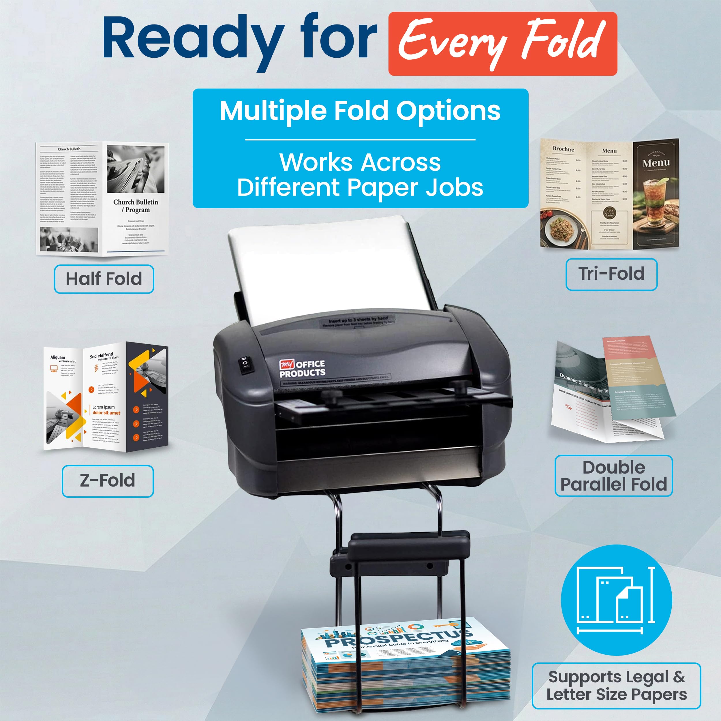Martin Yale P7500 - Máquina plegable de papel, alimentación automática, 4000 hojas/carta de hora, media, ZFold, doble paralelo, para oficinas, salas de correo, negocios, pliegues de 8.5 x 11 pulgadas