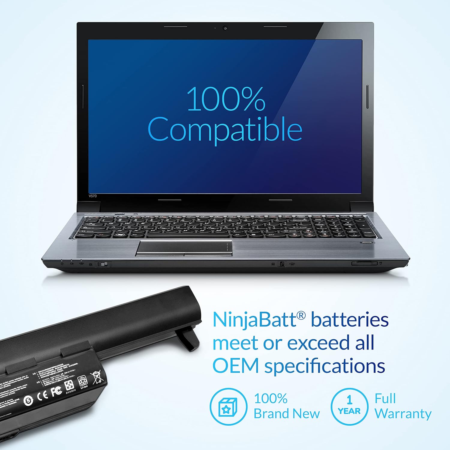NinjaBatt Battery A32-K55 Compatible with Asus Q500 Q500A R503U R503A R503C K55VD X75VD K75VM K75VD K75DE K55 K55N K55VM K45VS K45VJ K55DR K55VS R400 R500 R700 – [6 Cells/4400mAh/48Wh]