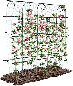 6×6 Feet Garden Trellis for Climbing Plant, Kalolary Large Garden Cucumber Trellis U-Frame Vegetable Beans Fruit Grow Trellises Rustproof Metal Plant Climbing Support for Indoor Outdoor Vine Stand