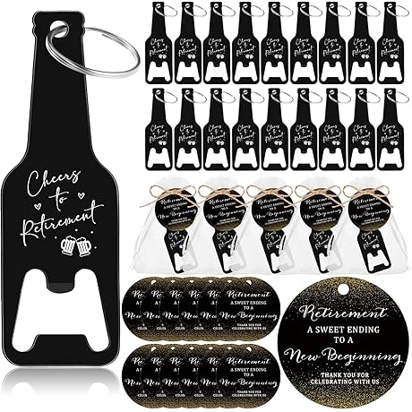 Retirement Cheers & Thanks Bottle Opener Keychain Set