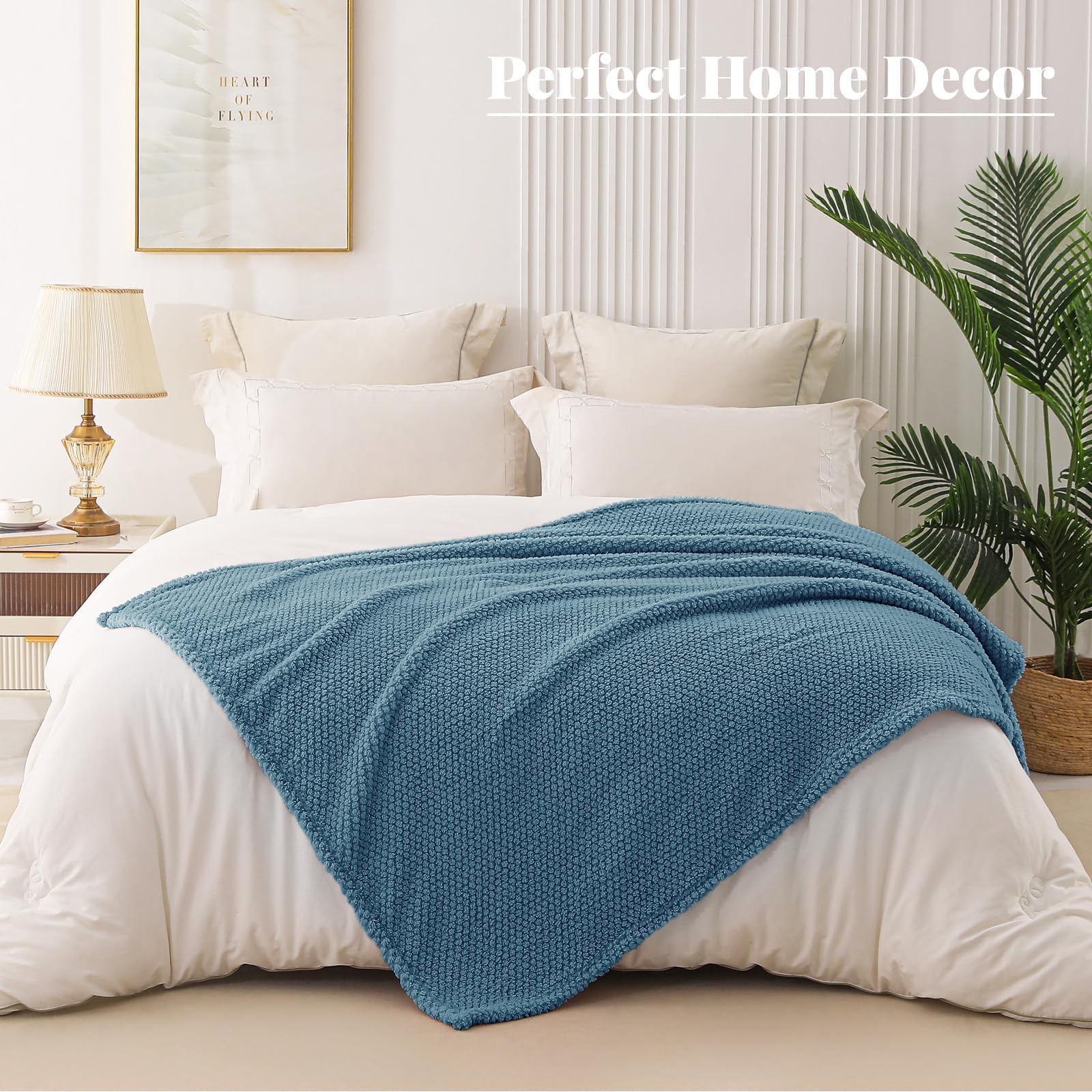 Whale Flotilla Coperta Plaid Pile in Flanella, Coperta Morbida e Calda per Divano Letto Singolo e Matrimoniale, 150 x 200 cm, Blu Ardesia
